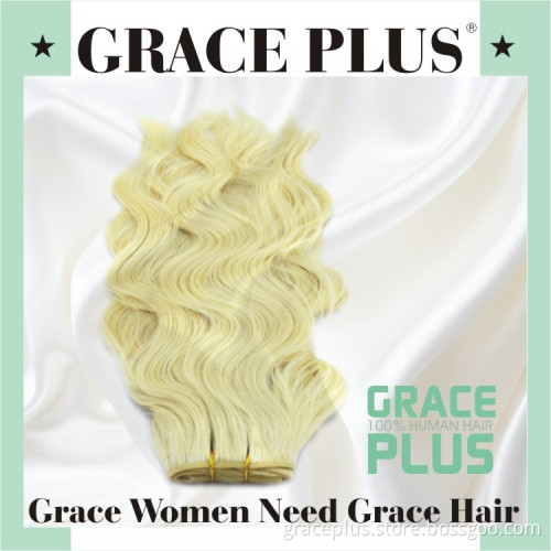 Grace Plus 8-30" various colors available 100 human hair weave brands premium jazzy blonde curly real hair extensions dropship